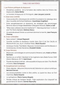 table des matières de l'ouvrage